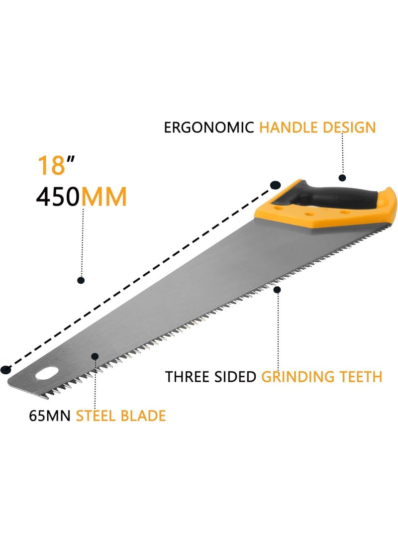 450mm Heavy Duty Hand Saw – 65mn Carbon Steel Blade – Non-Slip Wood & Tree Cutting Saw - Image 2